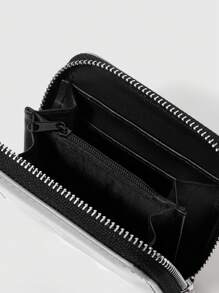 ROMWE Goth Gray-Based Black Cat With Bowknot Design Cute Creative Multi-Functional Card Holder Wallet