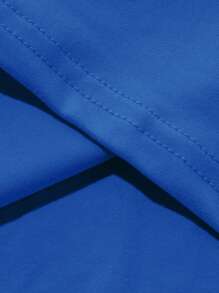 年轻男孩卡通兔子印花休闲街头 T 恤，舒适夏季户外运动图案 T 恤 - 寶藍色 - 查看 4