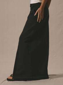MUSERA Mid Rise Denim Maxi Skirt Spring Summer Cute Vacation 90's Clothes Y2k - Black - View 3