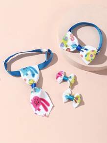 PETSIN Conjunto de 3 accesorios para mascotas de Pascua: corbata de moño, tocado, collar - Multicolor - Ver 2