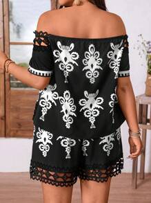 SHEIN Clasi Plus Size 2pcs/Set St. Patrick's Day Rave Outfits, Festival Spring Break Boho Outfits For Women - Multicolor - View 2