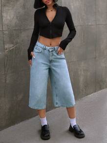 RueChic Low Waist Vintage Slant Pocket Washed Jeans - Medium Wash - View 3