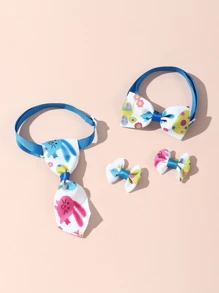 PETSIN Conjunto de 3 accesorios para mascotas de Pascua: corbata de moño, tocado, collar - Multicolor - Ver 1