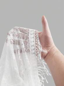 SHEIN EZwear Áo Bandeau viền ren trắng thanh lịch dành cho nữ - trắng - Xem 5