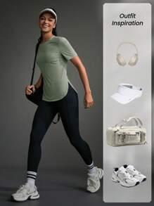 Powerista 女式纯色简约日常短袖运动T恤和背心健身衫