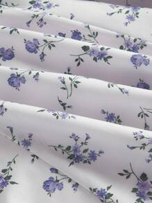 SHEIN MOD 大码花卉印花露背蕾丝边长裙，方领浪漫假日连衣裙，适合度假 - 彩色 - 查看 4