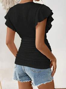 SHEIN Maternity Plain Round Neck Cap Sleeve Casual Ruched T-Shirt