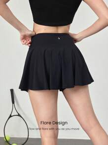 GLOWMODE 4.5 英寸吸汗速干收腹超高腰半身裙带侧袋防滑抓地日常休闲装 - 黑色 - 查看 3