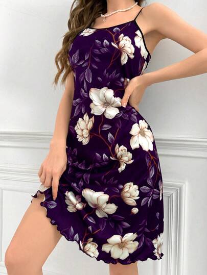 SHEIN Women's Floral Printed Cami Pajama Night Dress Women Dresses Floralflower Dress PerfectSummer