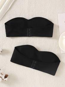 SHEIN 2 Pieces Teen Girl Comfortable Soft Cotton Padded Camisole Set - Black - View 2