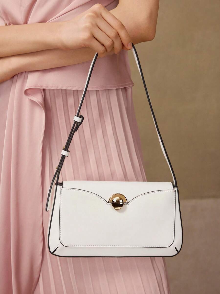 MOTF PREMIUM CONTRAST PIPING FLAP SHOULDER BAG - White - View 2