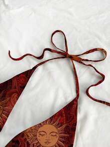 Soleia 女士休闲露背系带背心，佩斯利印花，适合度假、音乐节、夏季