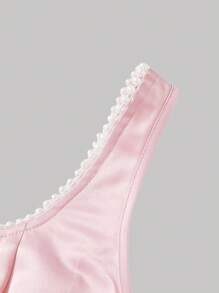 SHEIN MOD Vrouwen vierkante hals strik rug decor roze korte jurk