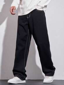 Manfinity LEGND Men's Loose Casual Versatile Pocketed Wide Leg Jeans