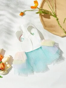 PETSIN 1pc Pet Dog Cat Universal Easter Costume Dress, Cute Embroidery Gradient Tulle Puffy Princess Style Pet Dress, For Gift - Multicolor - View 11