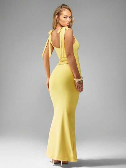 MISSGUIDED Cowl Neck Crop Top Bodycon Maxi Skirt Two-Piece SetMISSGUIDED