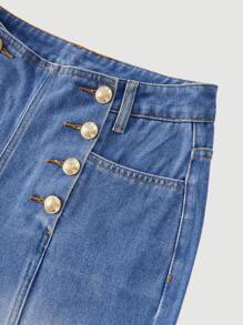 SHEIN MOD Pantalones vaqueros sueltos y holgados de mujer con botón en la bragueta, pierna ancha. Pantalones para el Día de San Valentín, pantalones vintage
