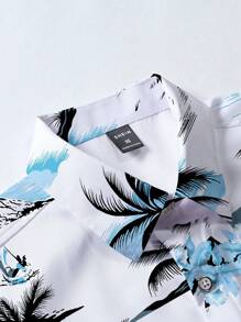 Manfinity RSRT 男士夏季热带印花短袖海滩度假衬衫 - 彩色 - 查看 3