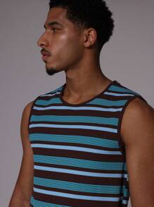Musero Striped Ribbed Fitted Sleeveless Tank Top For Spring Summer Vacation