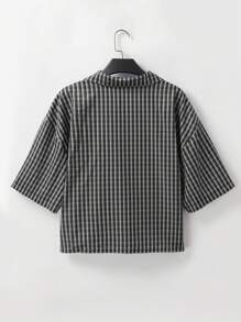 SHEIN Manfinity Dauomo Men's Casual Plaid Cropped Shirt, Summer