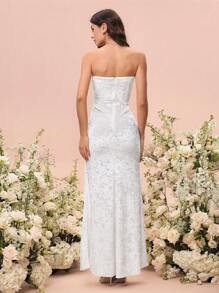 Glamine Women's Crystal Embellished Waist Fitted Long Dress Maxi Women Outfit