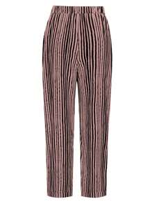 SHEIN LUNE Pantalones rectos informales de diseño de rayas con cordón y bolsillo en talla grande - Rosa vieja - Ver 2