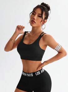 Easithlete 女士休闲百搭健身运动胸罩，适合日常穿着 - 黑色 - 查看 3