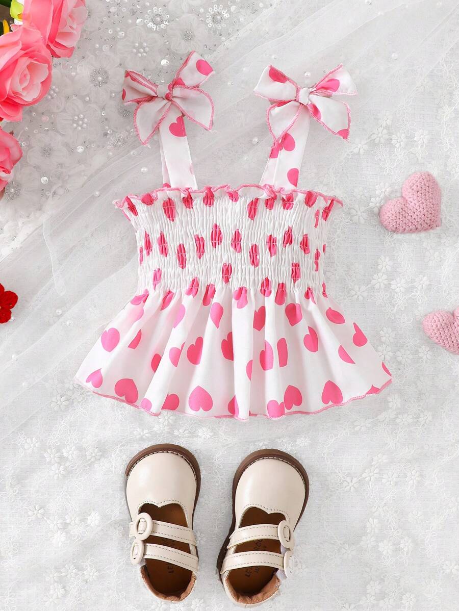 SHEIN Baby Girl Minimalist Fashion Spaghetti Strap Vest Top, Suitable For Summer - Hot Pink - View 1