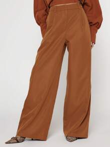 MUSERA Pantalón de pierna ancha con talle medio, ajustado y elegante, para uso casual de verano - Camel - Ver 2