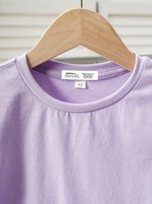 GARFIELD X SHEIN Young Girl Casual Cartoon Cat Print Short Sleeve T-Shirt, Suitable For Summer