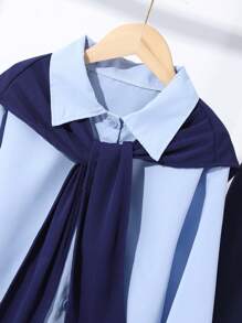 Teenage Girl Solid Color Long Sleeve Button Up Blouse + Straight Leg Pants 2pcs Outfit