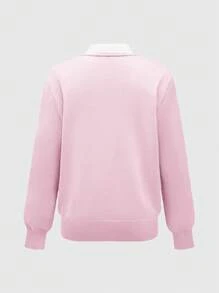 ROMWE J-Fashion Gyaru Himekaji College Style Casual Cardigan For Women, Pink, Suitable For Spring And Autumn
