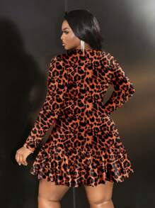 Slaydiva Casual Minimalist Fitted Round Neck Long Sleeve Plus Size Dress, Suitable For Spring And Autumn - Multicolor - View 2