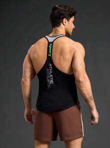 Manfinity Sport Corelite Camiseta sin mangas deportiva con estampado de letras para hombre - Negro - Ver 1