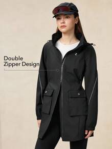 OutZeal WaterProof WindProof Reflective Detail Outdoor Jacket Trench Coat 3L Functional Fabric For Hiking