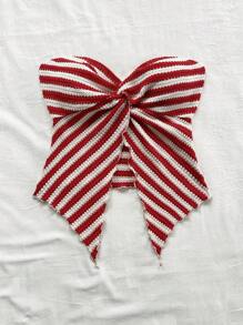 Soleia 全新不对称下摆防滑条纹扭纹设计女式上衣 - 紅白色 - 查看 4