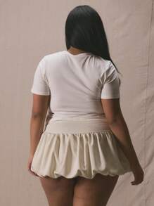 MUSERA Plus Cinched Ruched Waist T-Shirt Spring, Vacation,, Summer, Holiday, Elegant Ibiza, Holiday