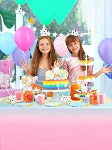 SHEIN 2 chiếc khăn trải bàn nhựa màu cầu vồng pastel, khăn trải bàn dùng một lần màu cầu vồng 108 x 54 inch, đồ trang trí tiệc cầu vồng, đồ dùng tiệc sinh nhật màu cầu vồng, khăn trải bàn màu pastel cho tiệc sinh nhật, tiệc cưới, đồ dùng tiệc, - Nhiều màu - Xem 4