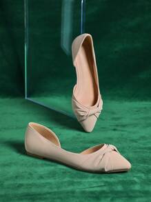 SHUZIA 女士迷人尖头扭带平底鞋 - 米色 - 查看 3