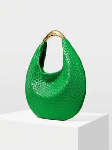 MOTF PREMIUM PU 皮革压纹顶部提手包 - 綠色 - 查看 3