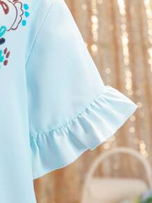 Gaun Liburan Pantai Motif Bunga Vintage Baru untuk Anak Perempuan Remaja Musim Panas - Biru - View 5