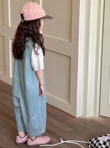 DAZY Young Girls Denim Bib Pants And Overall Pants, Fall Outfits - Blue - View 5