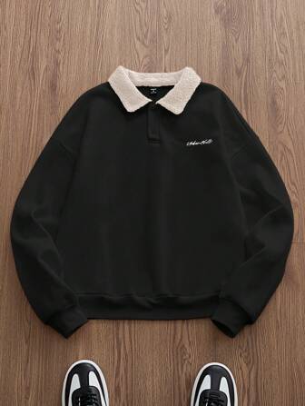 Manfinity Unisex 남성용 니트 캐주얼 루즈핏 긴소매 스웨트셔츠, 패셔너블하고 젊은층에 적합, 가을/겨울, 커플 아이템