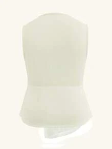 Plus Size Vrouwen Effen Kleur Strik Decor V-hals Mode Camisole