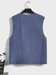 Manfinity VCAY Loose Fit Men's Flap Pocket Vest Jacket (Without T-Shirt), For Fall Winter - Mint Blue - View 2