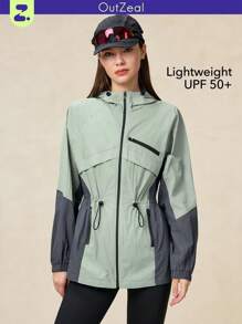 OutZeal Woman Lightweight Cooling Nylon Drawstring Waist Sun Protection Outdoor Jacket With Zipper Pockets Explore Outdoor Hiking