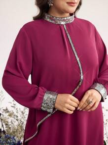 Graceveil Plus Size Arabic Style Loose Fashion Dress - Red Violet - View 4