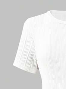 SHEIN Explorewe 少女不对称荷叶边下摆宽松优雅白色 A 字裙，质地舒适，适合夏季、婚礼、婚礼嘉宾、花童 - 白色 - 查看 5