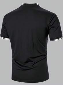 Manfinity Homme Three Pieces Set, Men's Bowling Polo Shirt Short-Sleeved Casual Top, Gift For Friends, Gift For Boyfriend - Black - View 3