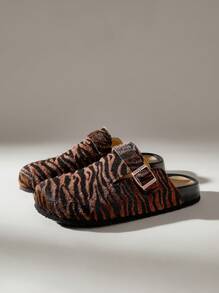 Solecia Mocasines planos casuales y versátiles con estampado de tigre para mujer